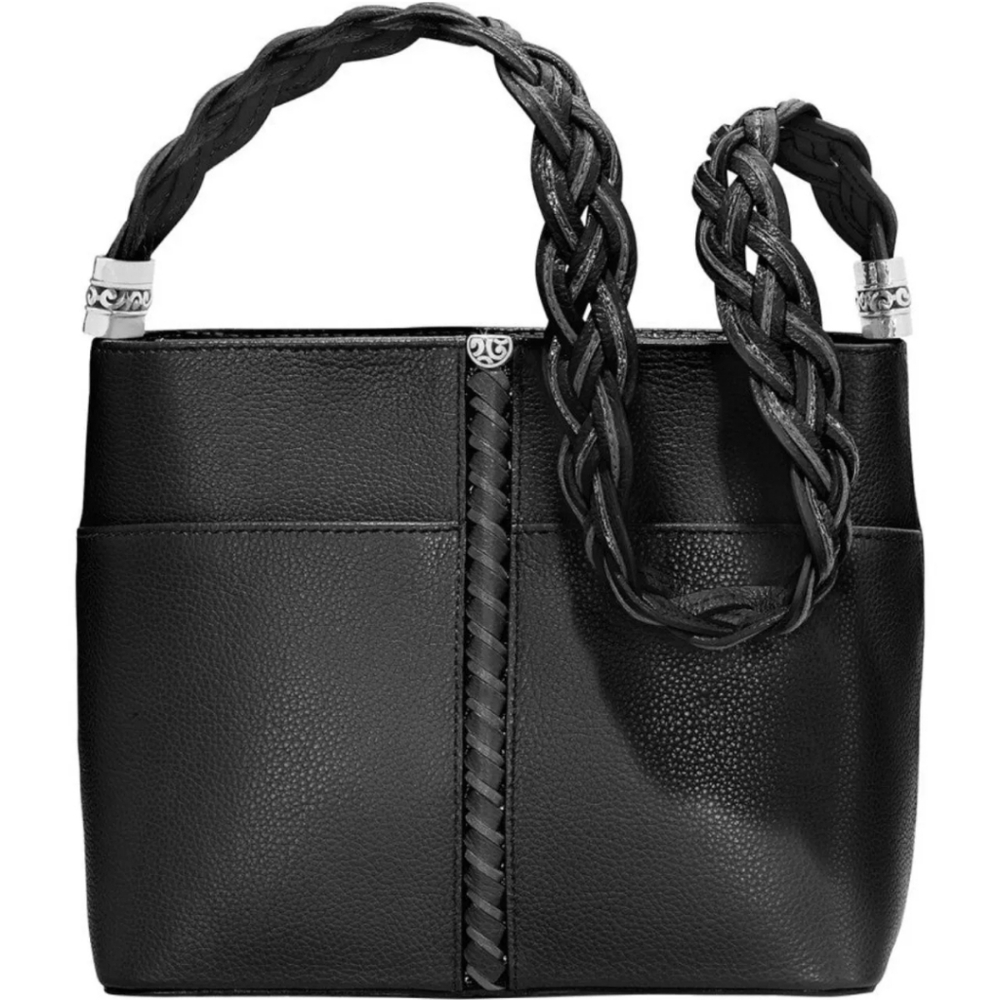 NWT Brighton Barbados Beaumont Black Leather Bucket Shoulder Bag $325